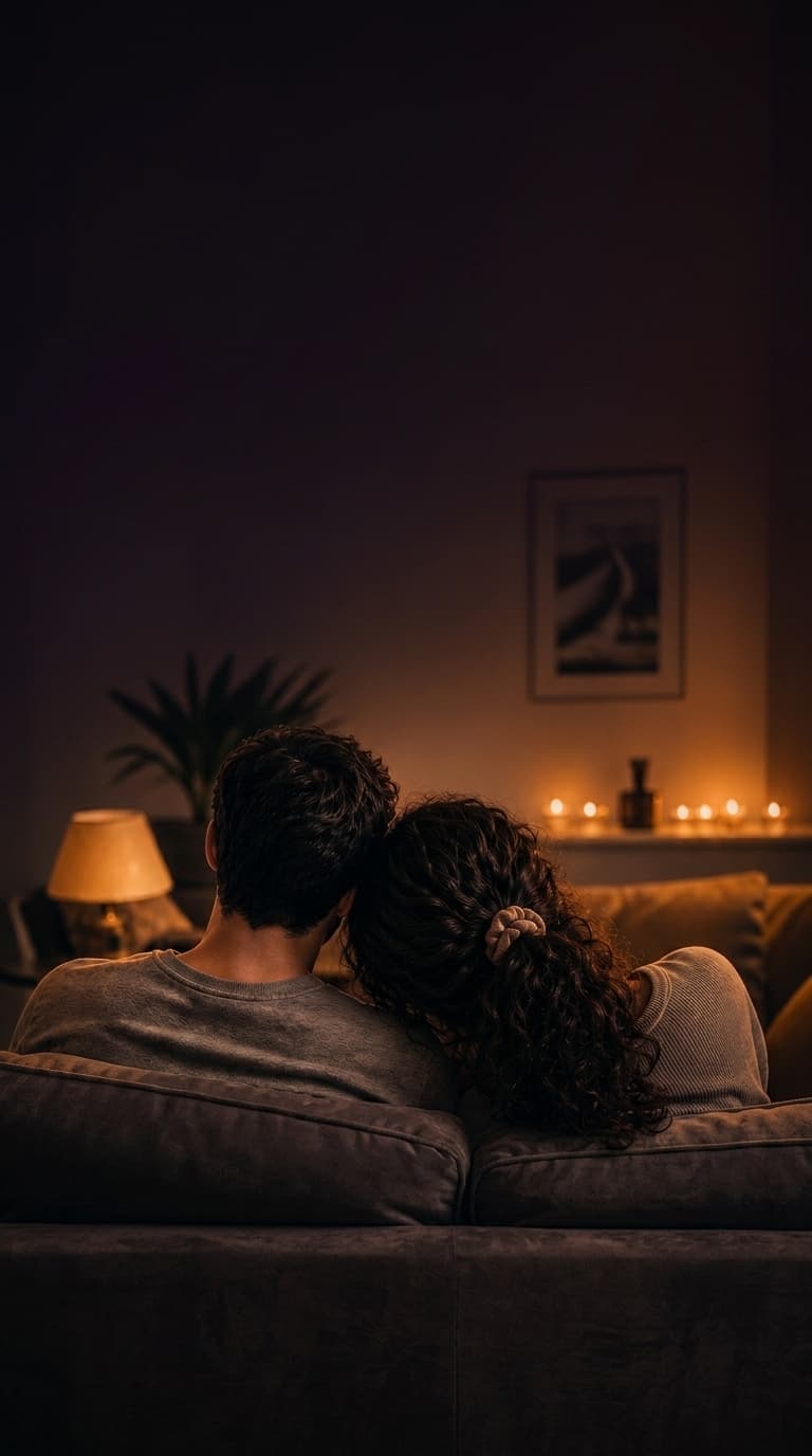 A couple together in warm candlelit ambiance